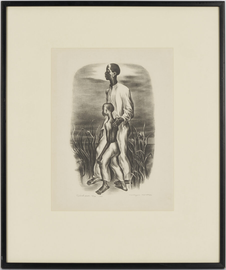 Lot 210: Meyer Wolfe Lithograph, Blind Man