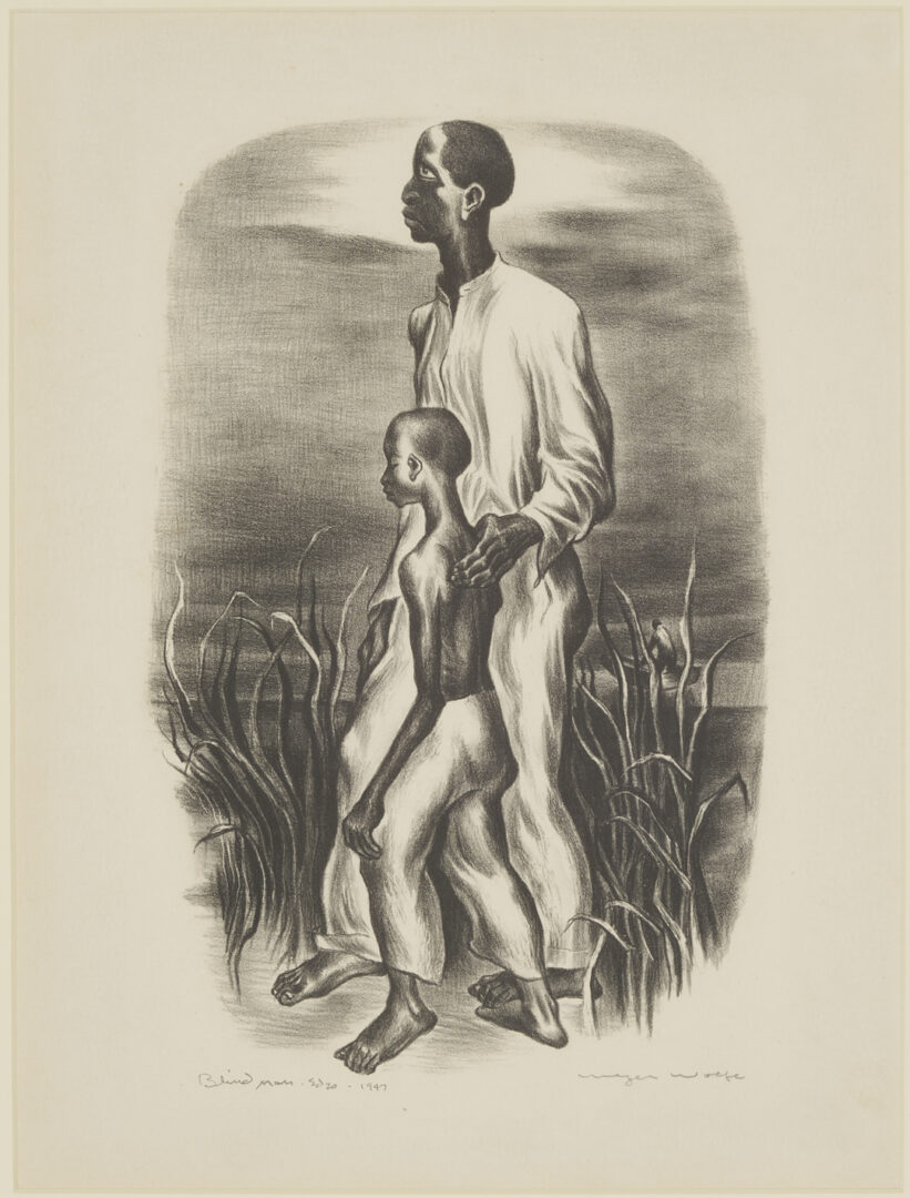 Lot 210: Meyer Wolfe Lithograph, Blind Man