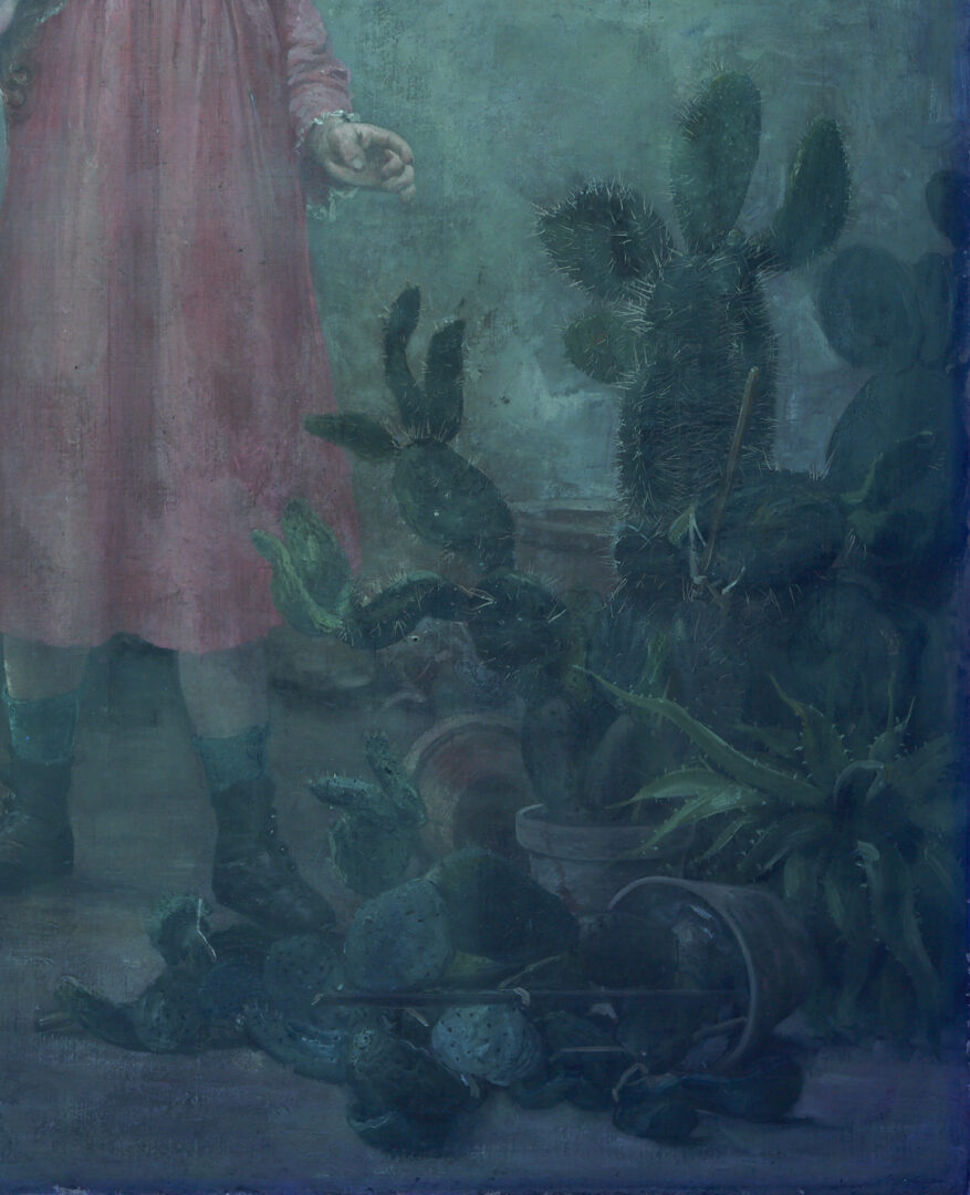 Lot 215: Carl Gutherz O/C Painting, Two Girls w/ Cactus