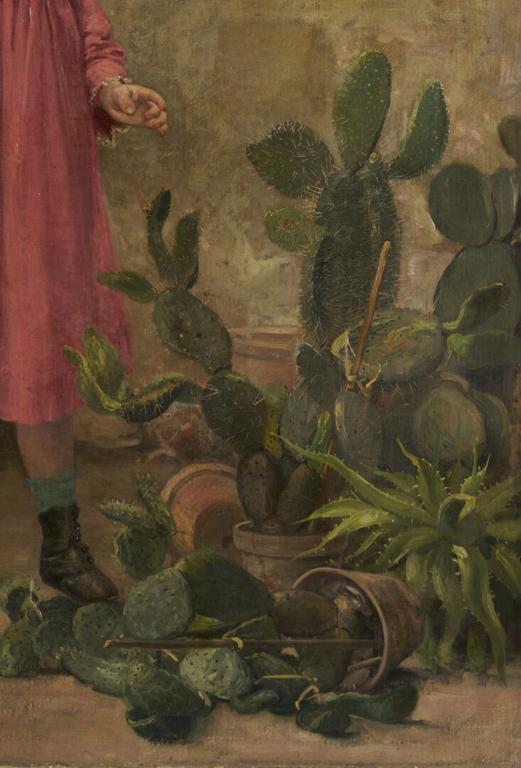 Lot 215: Carl Gutherz O/C Painting, Two Girls w/ Cactus