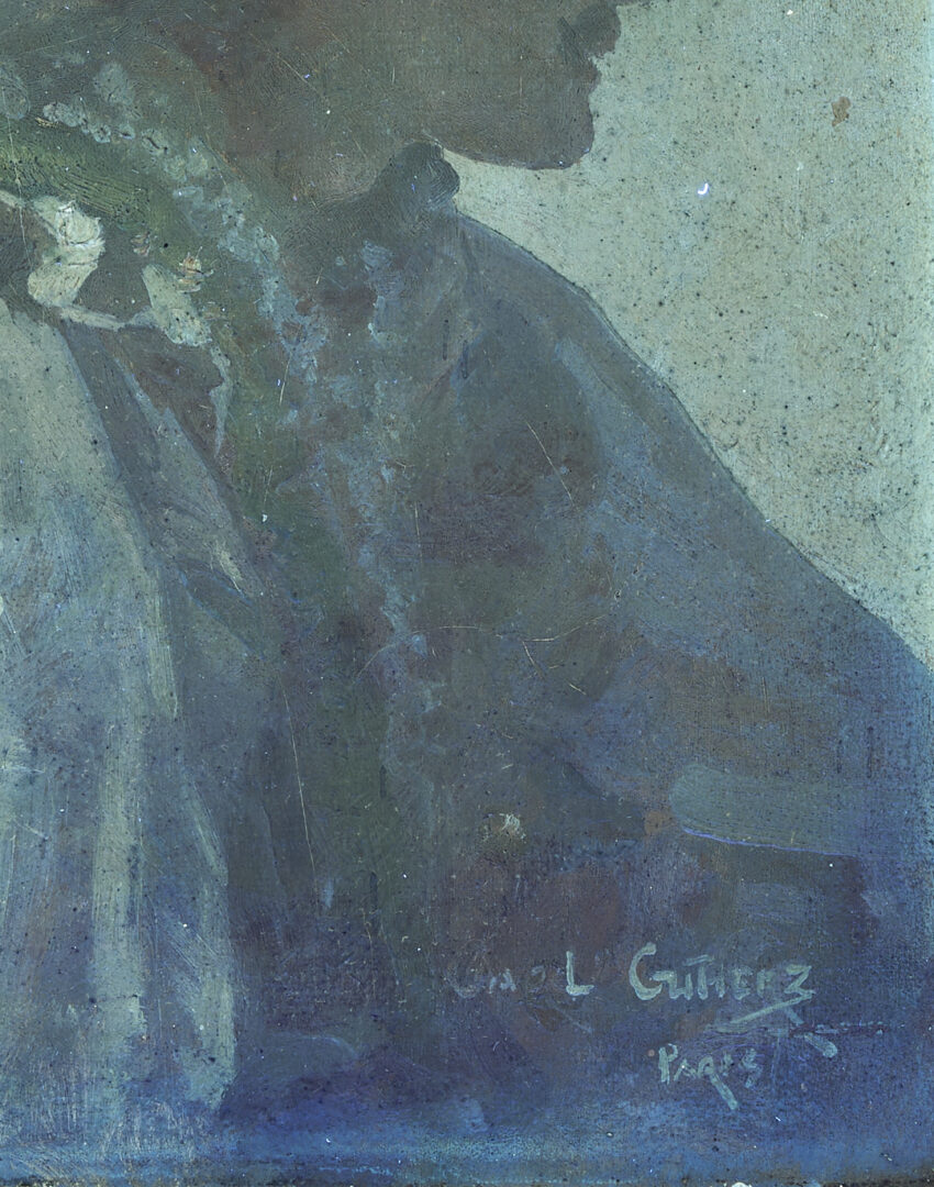 Lot 216: Carl Gutherz O/C Portrait of a Man w/ a Feathered Hat