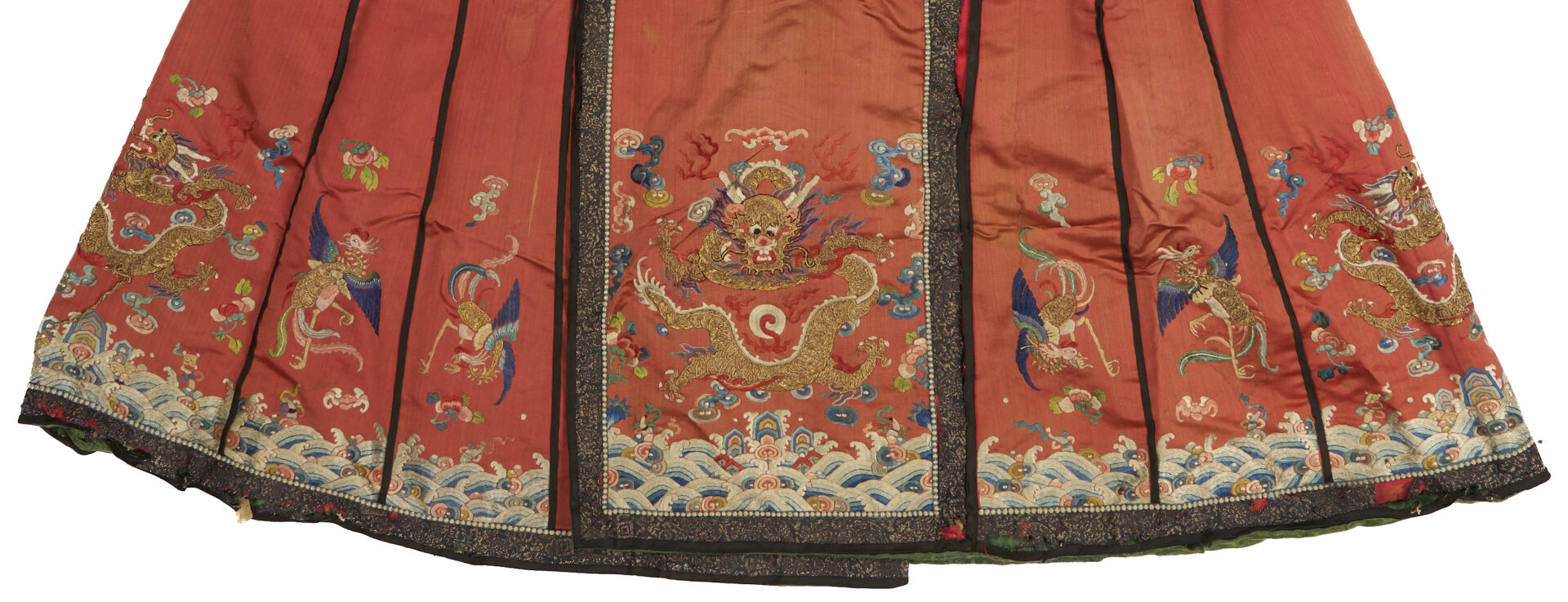 Lot 21: Chinese Late Qing Embroidered Dragon Skirt