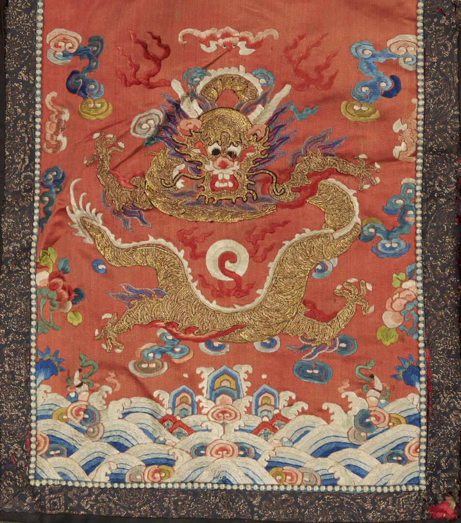 Lot 21: Chinese Late Qing Embroidered Dragon Skirt