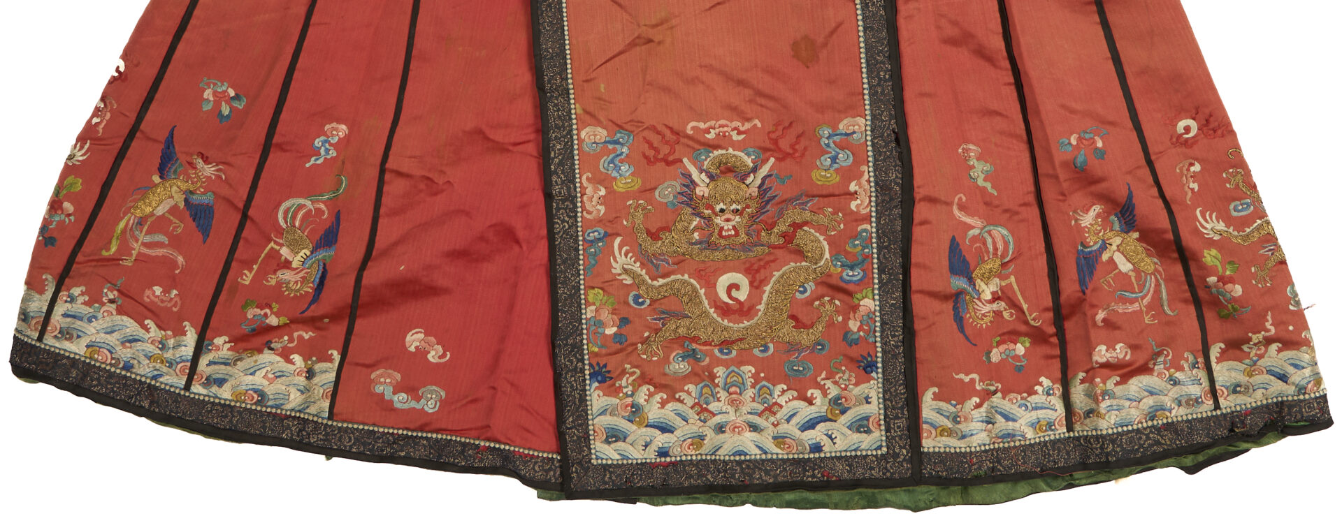 Lot 21: Chinese Late Qing Embroidered Dragon Skirt