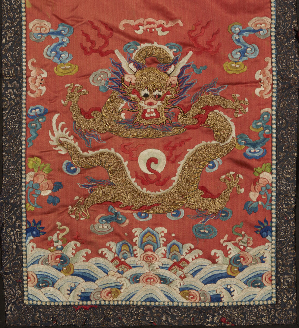 Lot 21: Chinese Late Qing Embroidered Dragon Skirt