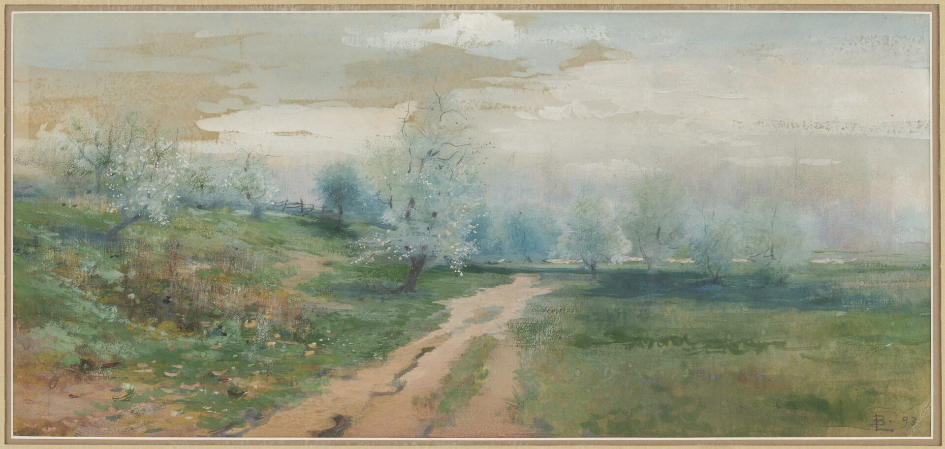 Lot 221: Lloyd Branson Watercolor Spring Landscape & Book