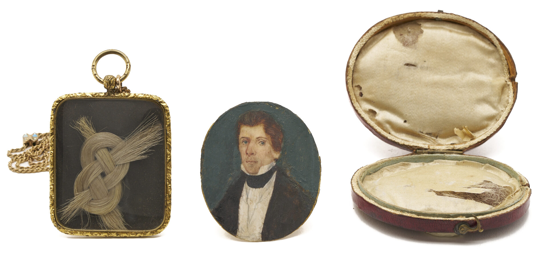 Lot 224: Andrew Jackson Hair in Locket and Portrait Miniature