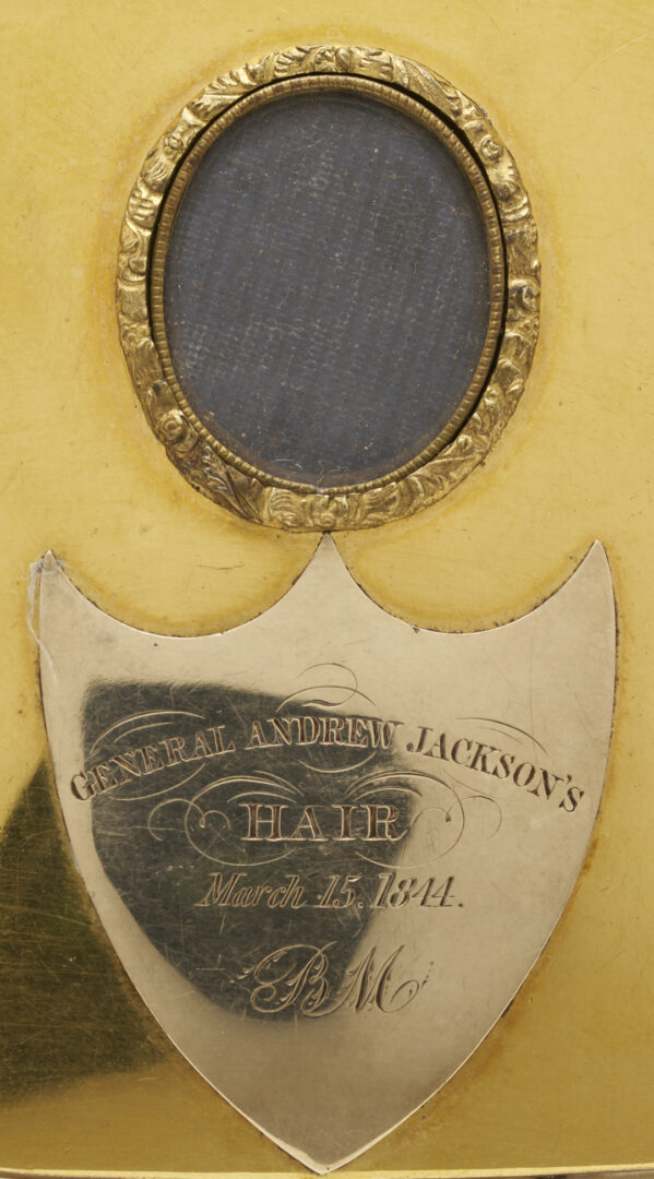 Lot 224: Andrew Jackson Hair in Locket and Portrait Miniature