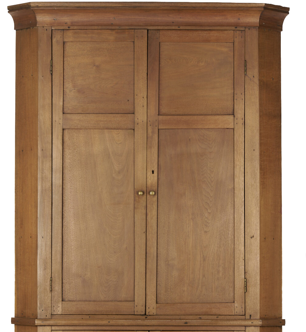 Lot 229: Diminutive East TN Blind Door Walnut Corner Cupboard