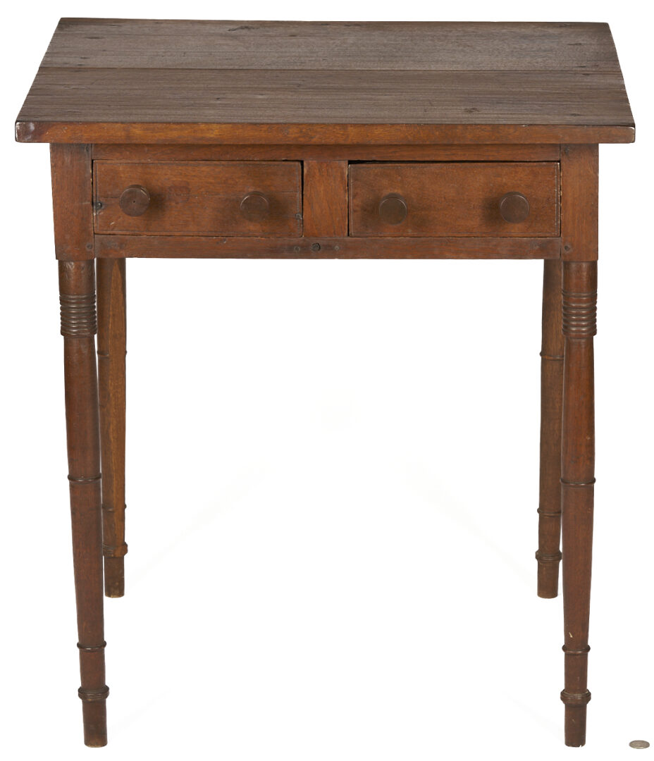 Lot 231: East TN Sheraton Walnut Two Drawer Table