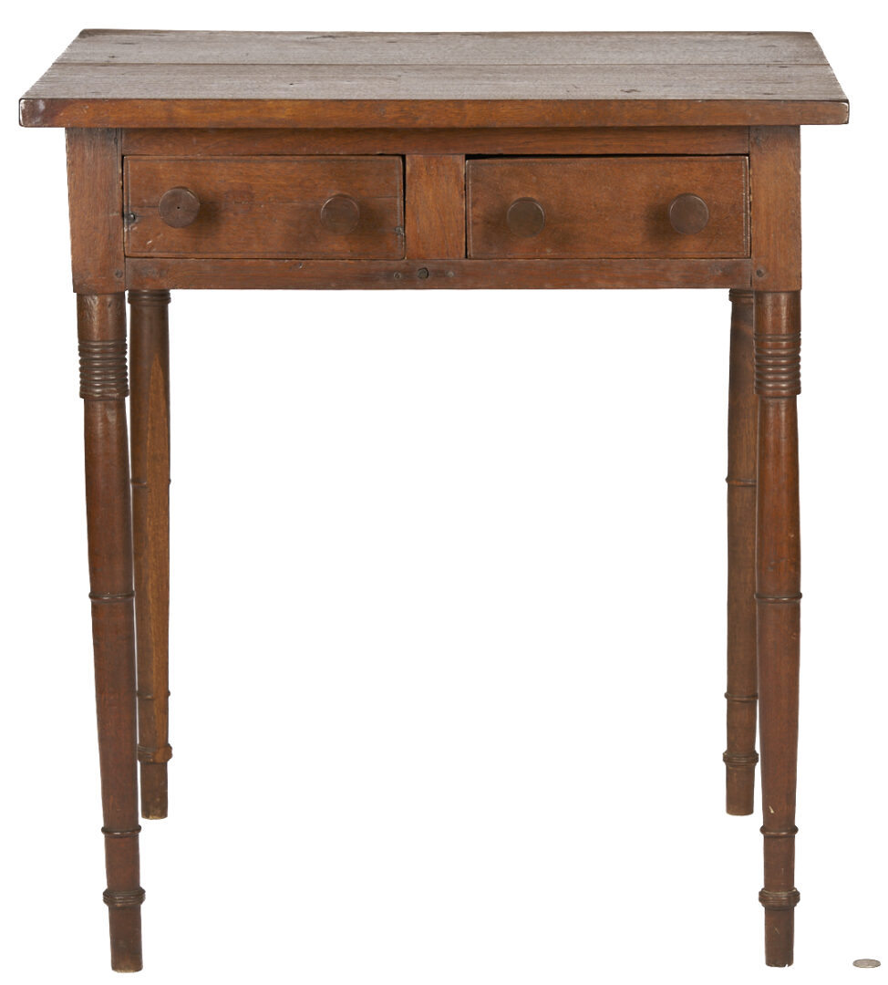 Lot 231: East TN Sheraton Walnut Two Drawer Table