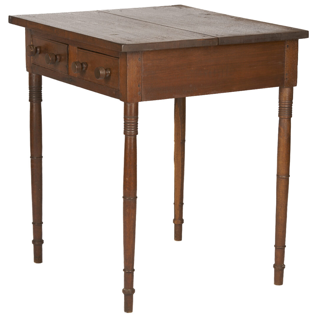 Lot 231: East TN Sheraton Walnut Two Drawer Table