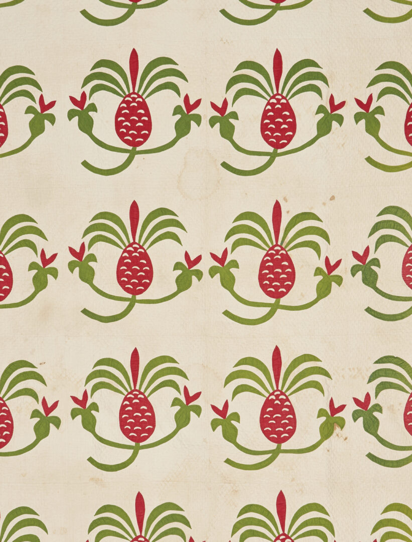 Lot 256: Southern Hand-Stiched Pineapple Applique Quilt