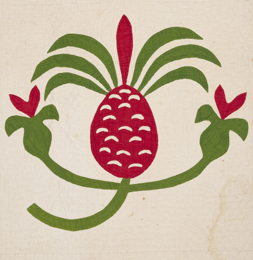 Lot 256: Southern Hand-Stiched Pineapple Applique Quilt