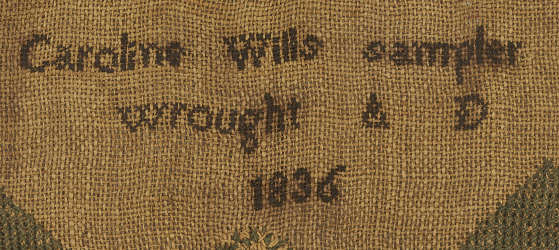 Lot 257: Caroline Wills 1836 Sampler, possibly Southern