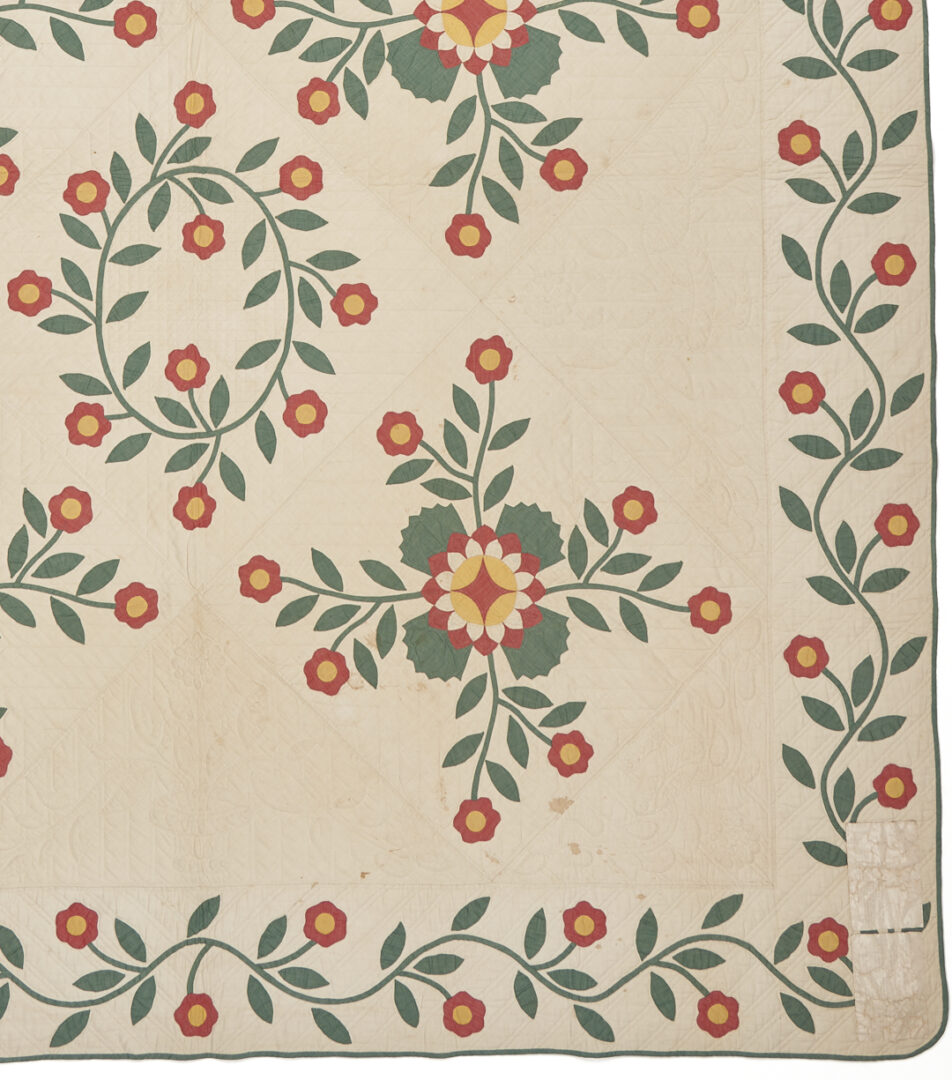 Lot 259: Advertising Democratic Rose Applique Quilt