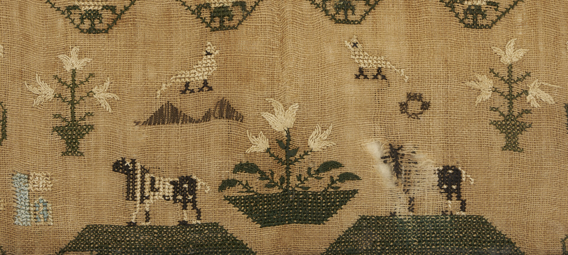 Lot 261: 2 18th C. Needlework Samplers incl. New Jersey