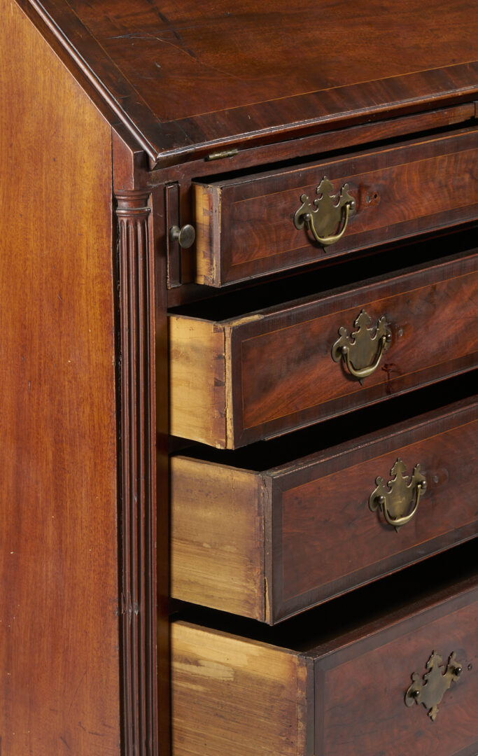 Lot 263: Signed 18th Century American Mahogany Chippendale Desk, ex-Ebenezer Hill