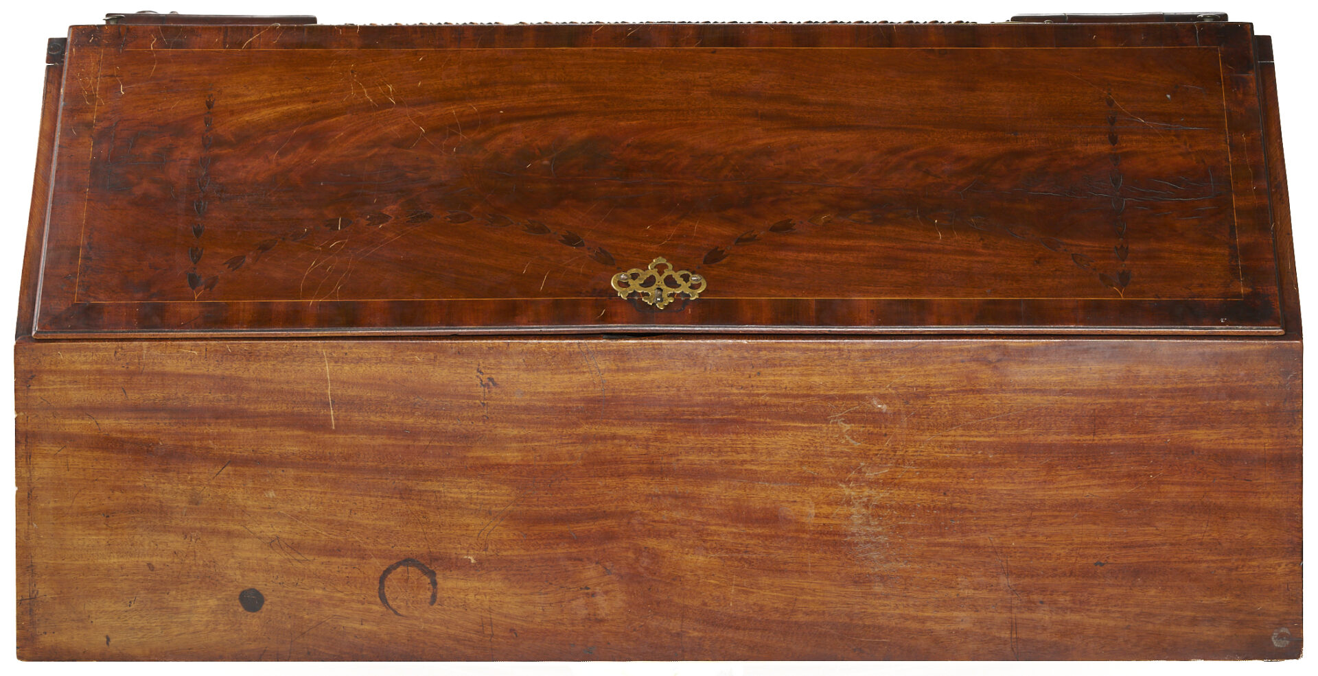 Lot 263: Signed 18th Century American Mahogany Chippendale Desk, ex-Ebenezer Hill