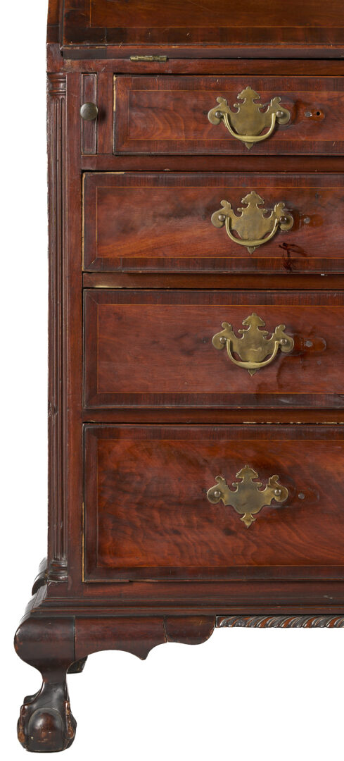 Lot 263: Signed 18th Century American Mahogany Chippendale Desk, ex-Ebenezer Hill