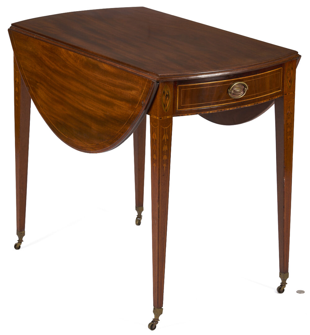 Lot 265: Federal Inlaid Pembroke table, poss. Baltimore