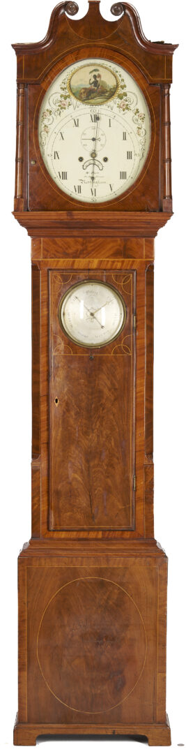 Lot 275: Inlaid English Tall Case Clock and Barometer, Wm. Hart