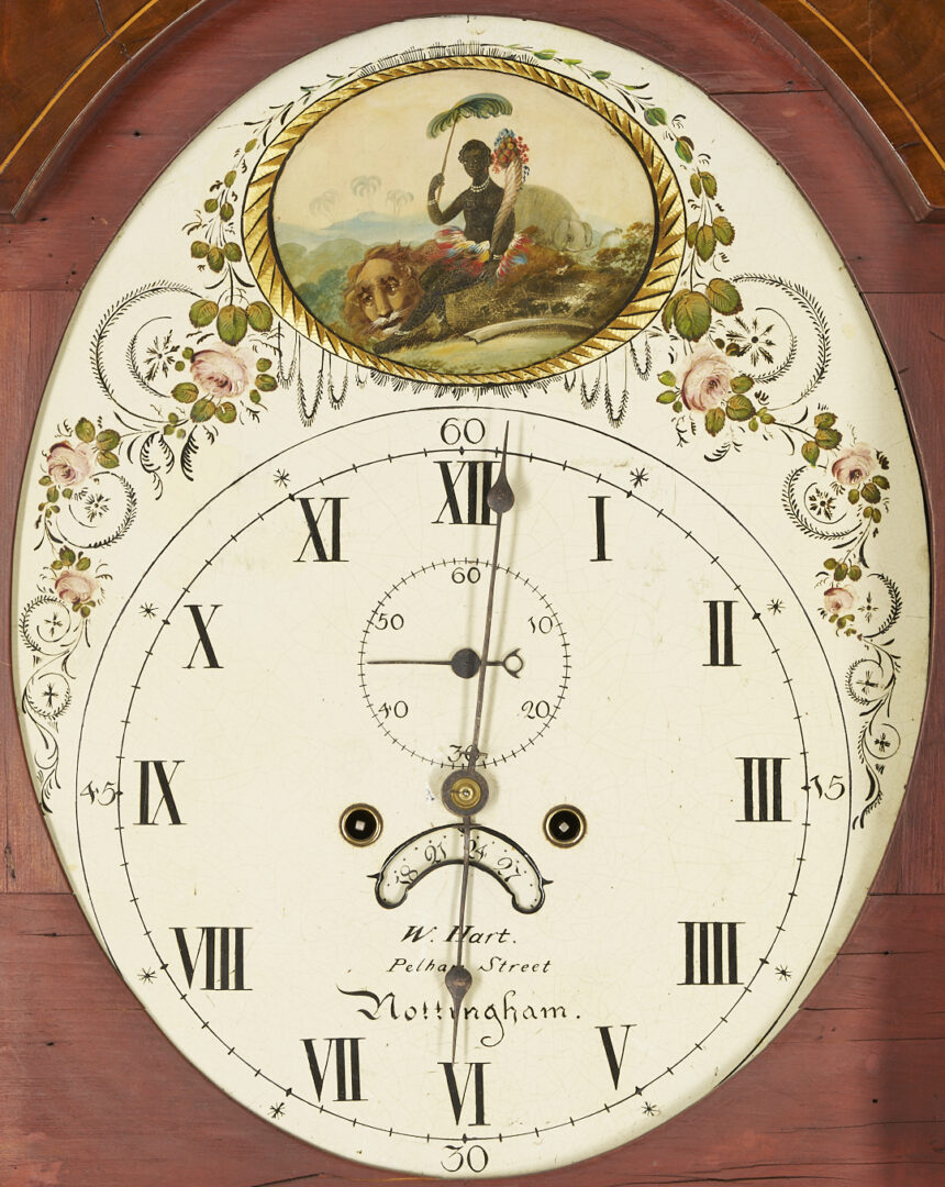 Lot 275: Inlaid English Tall Case Clock and Barometer, Wm. Hart