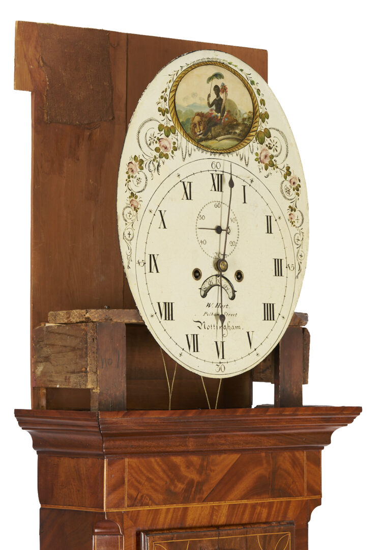 Lot 275: Inlaid English Tall Case Clock and Barometer, Wm. Hart