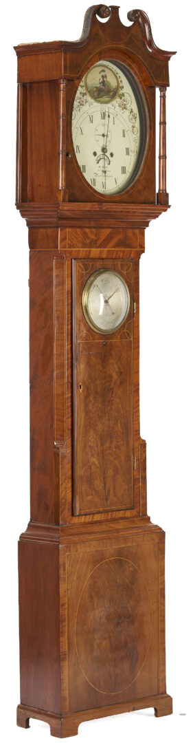 Lot 275: Inlaid English Tall Case Clock and Barometer, Wm. Hart