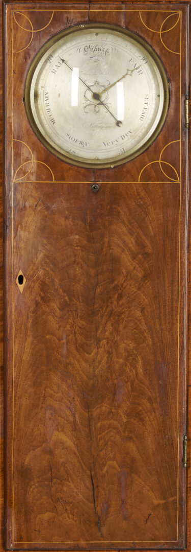 Lot 275: Inlaid English Tall Case Clock and Barometer, Wm. Hart