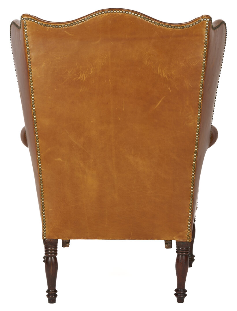 Lot 278: English Sheraton Leather Wingback Chair