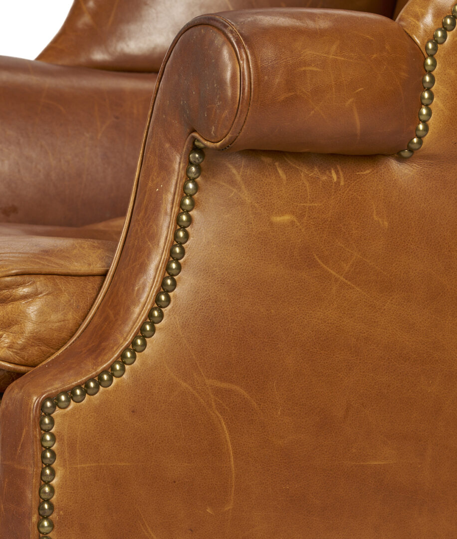 Lot 278: English Sheraton Leather Wingback Chair