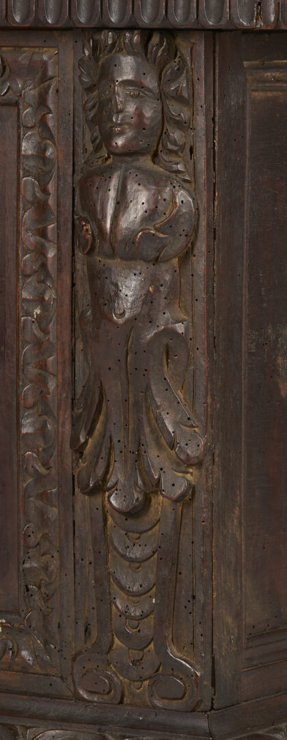 Lot 281: Italian Relief Carved Walnut Cassone, Paw Feet