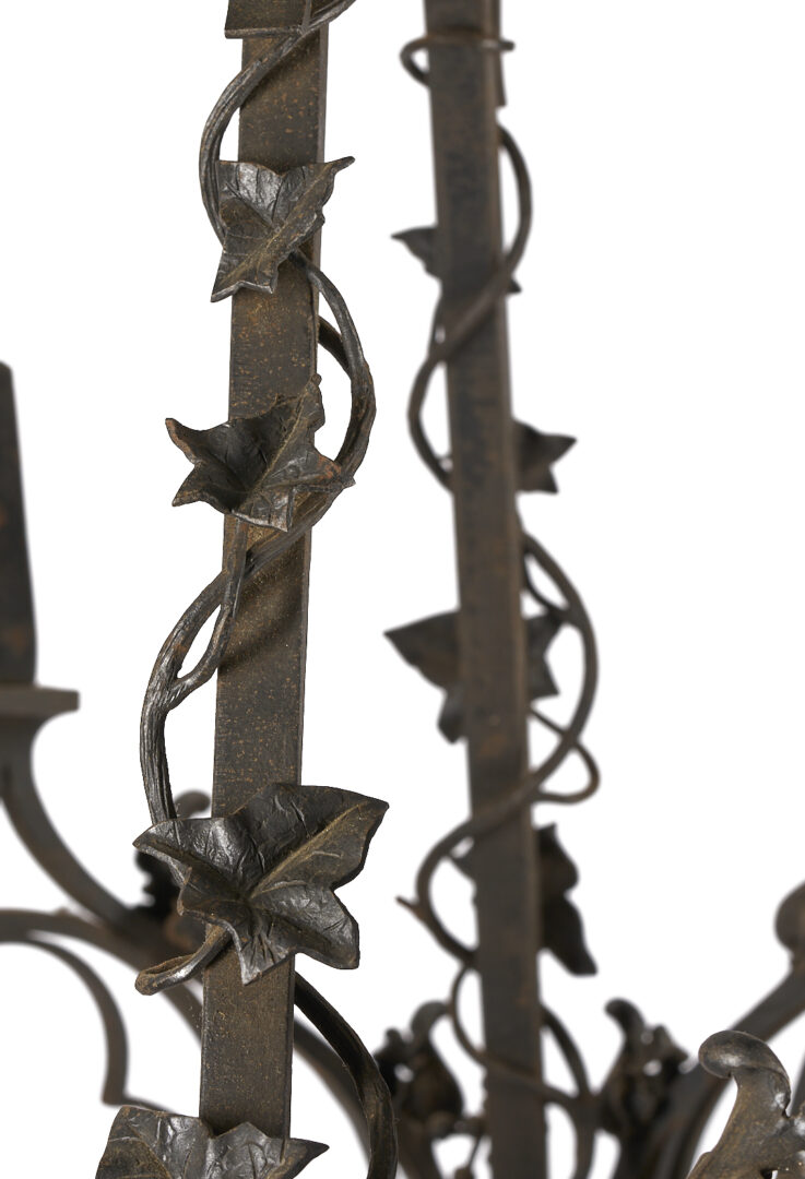 Lot 282: Large Continental Wrought Iron Chandelier