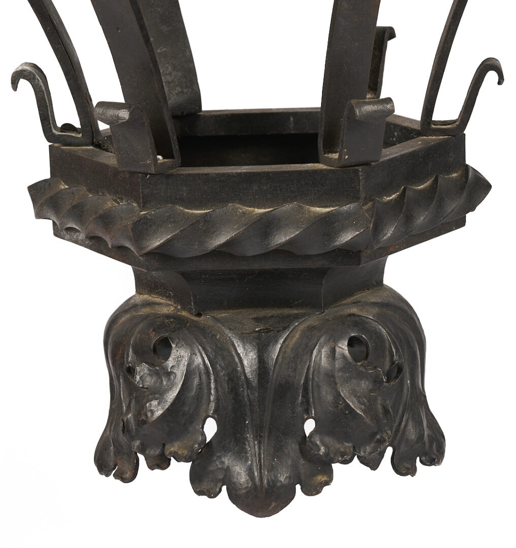 Lot 282: Large Continental Wrought Iron Chandelier