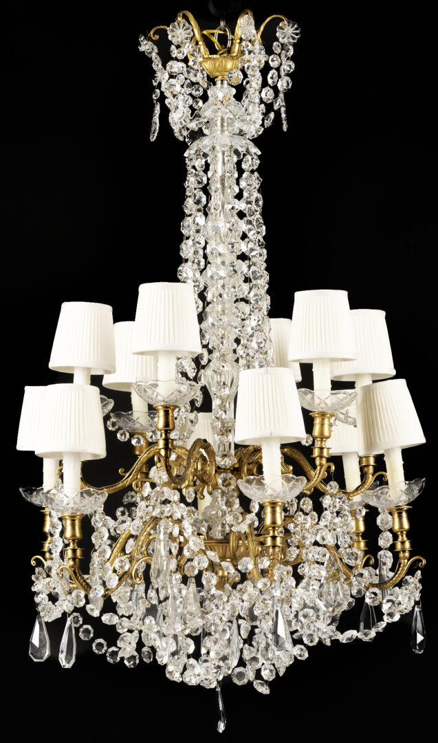 Lot 283: Baccarat Style Gilt Bronze 10-Light Chandelier