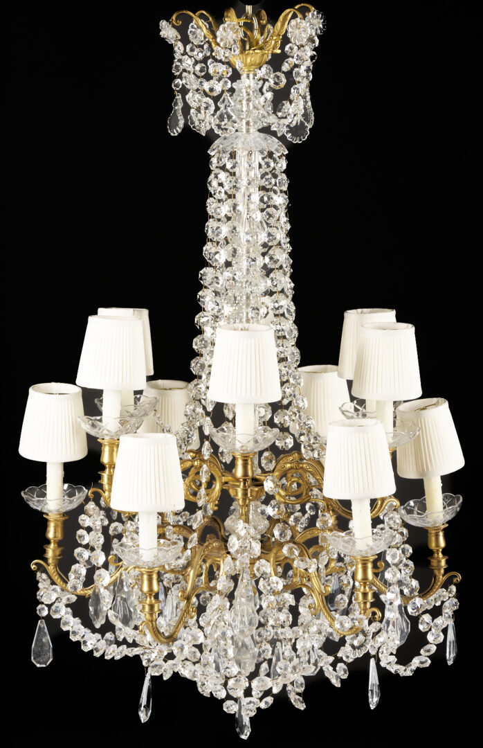 Lot 283: Baccarat Style Gilt Bronze 10-Light Chandelier