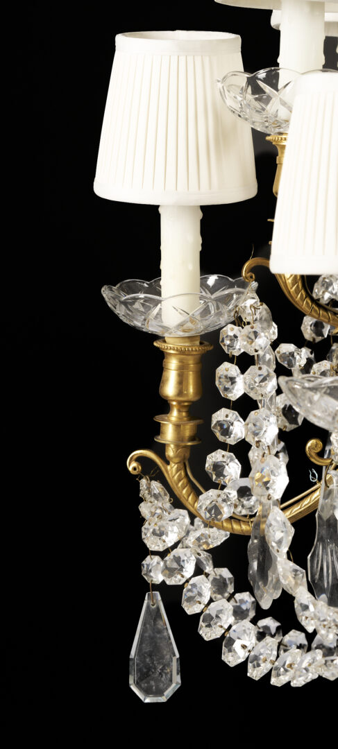 Lot 283: Baccarat Style Gilt Bronze 10-Light Chandelier