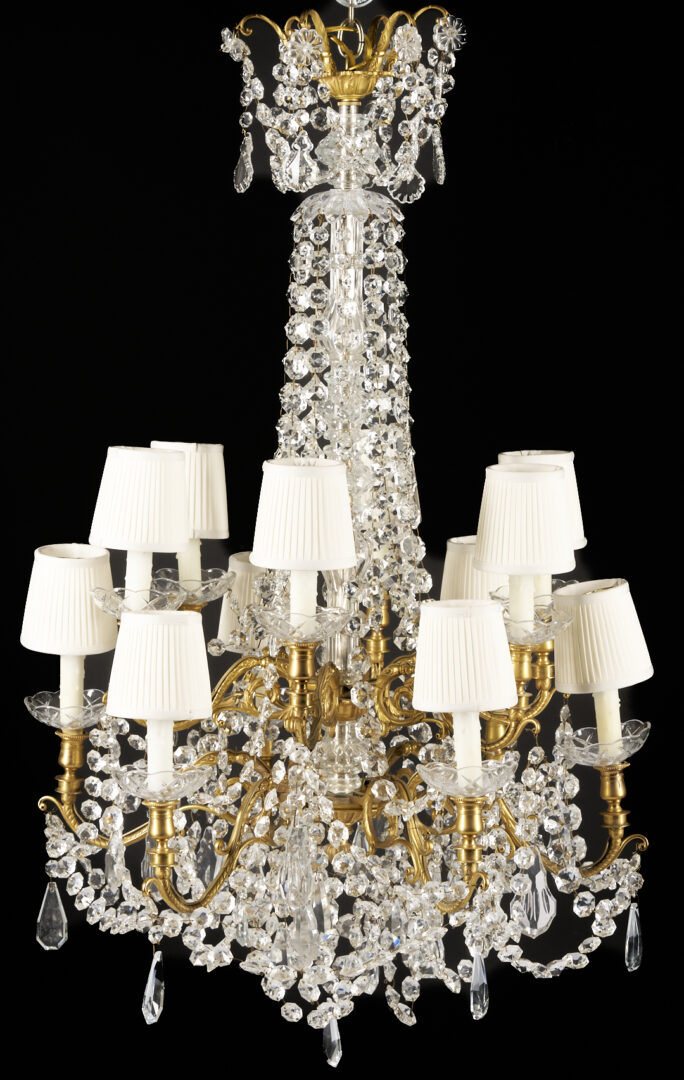 Lot 283: Baccarat Style Gilt Bronze 10-Light Chandelier