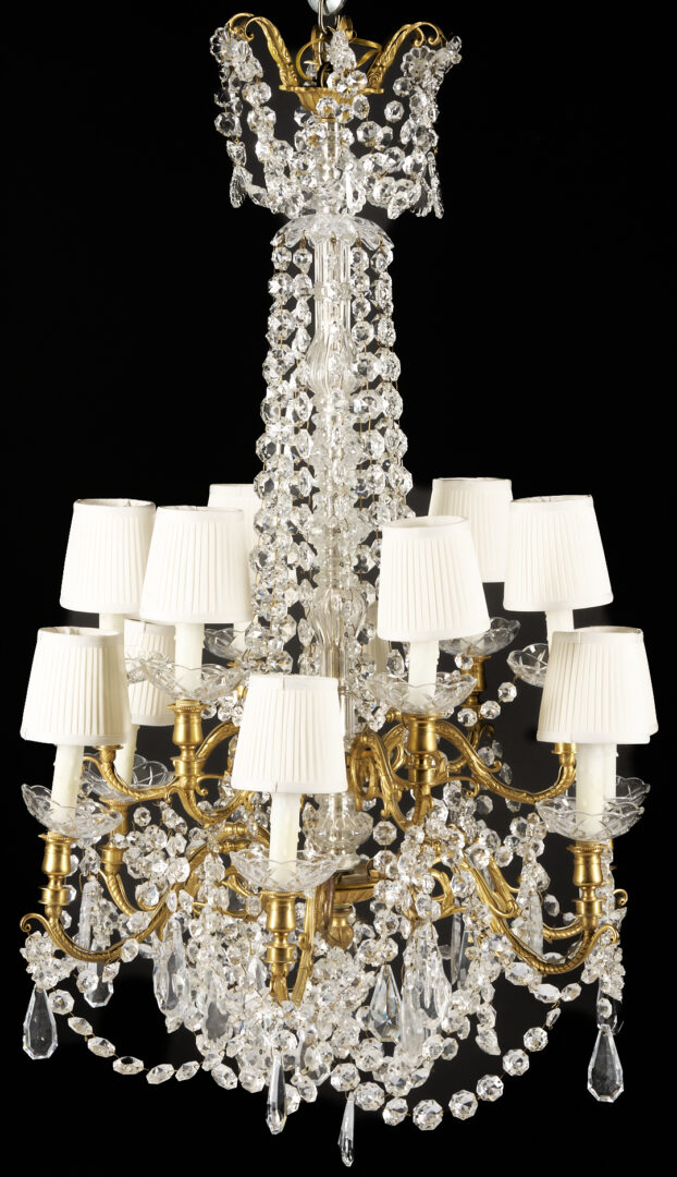 Lot 283: Baccarat Style Gilt Bronze 10-Light Chandelier