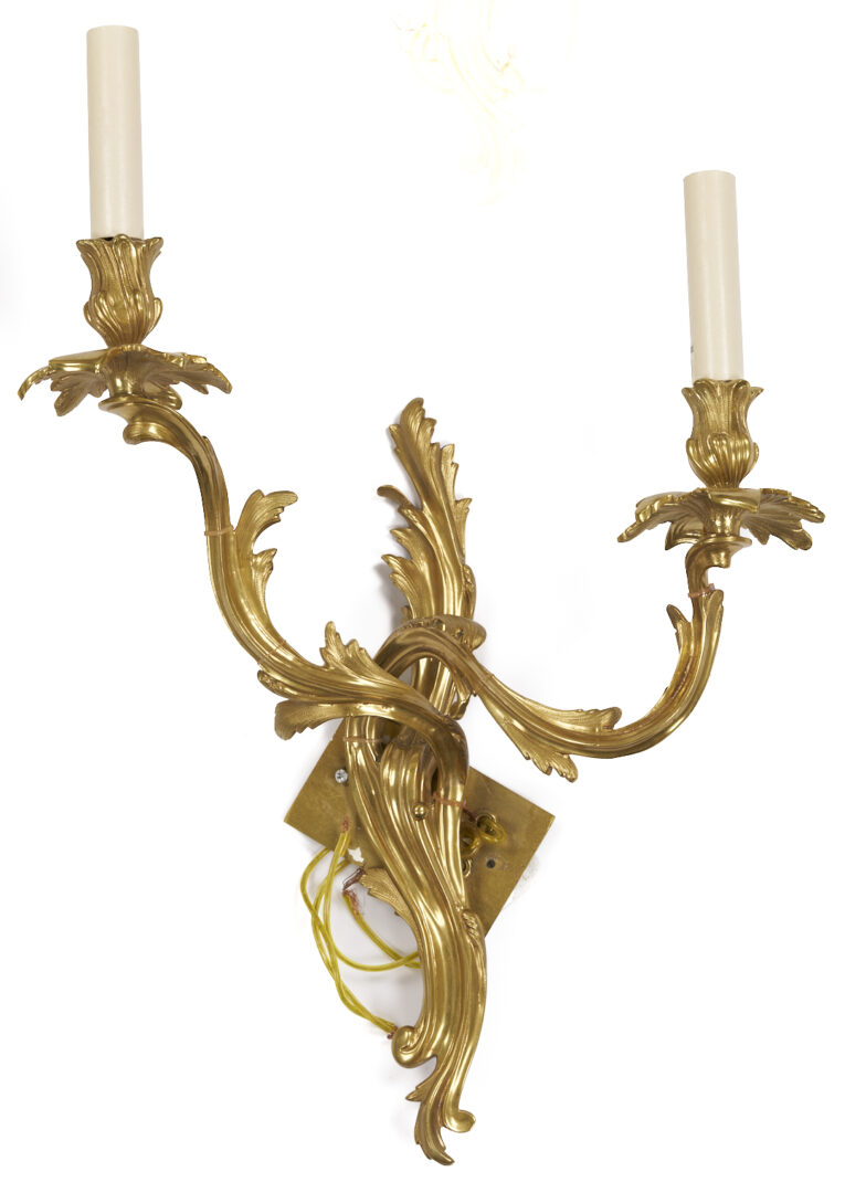 Lot 284: 2 Pairs Rococo-style Gilt Bronze Sconces