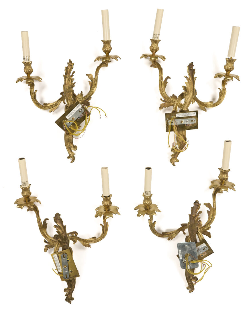 Lot 284: 2 Pairs Rococo-style Gilt Bronze Sconces