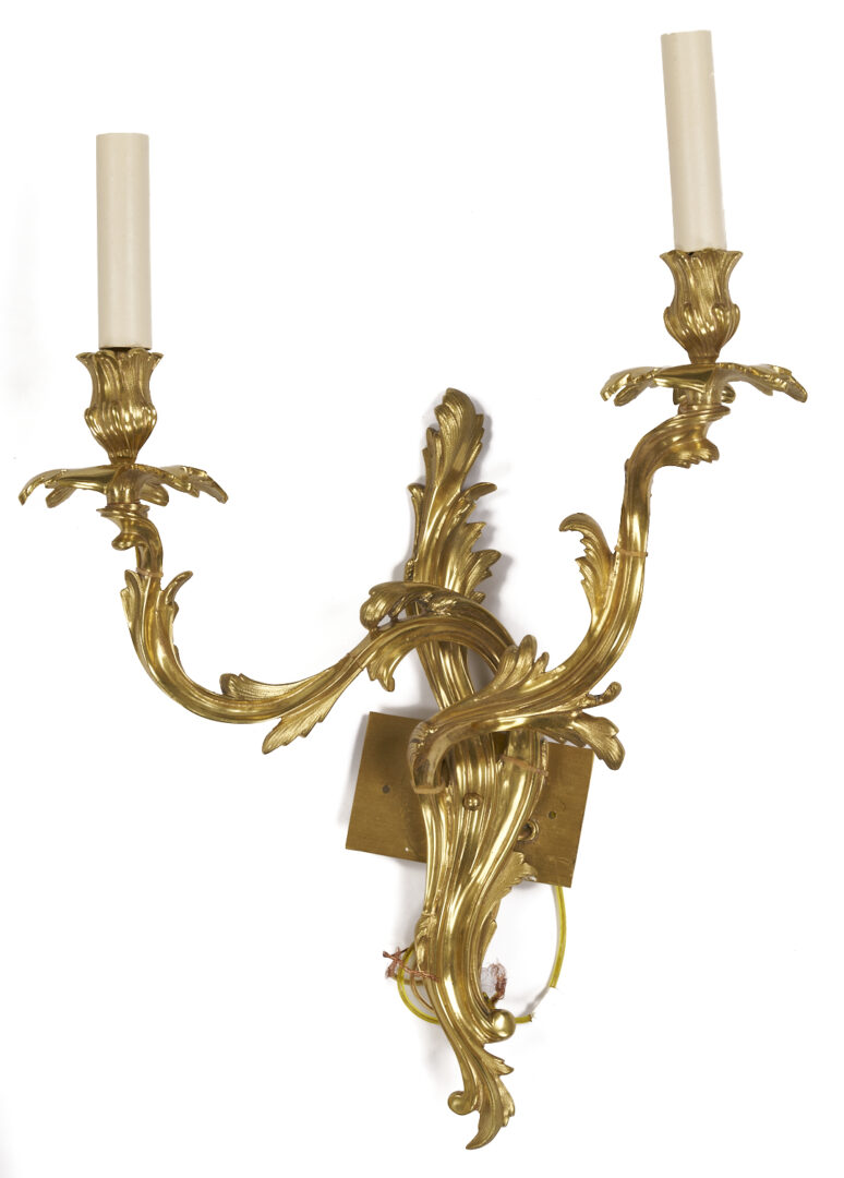 Lot 284: 2 Pairs Rococo-style Gilt Bronze Sconces