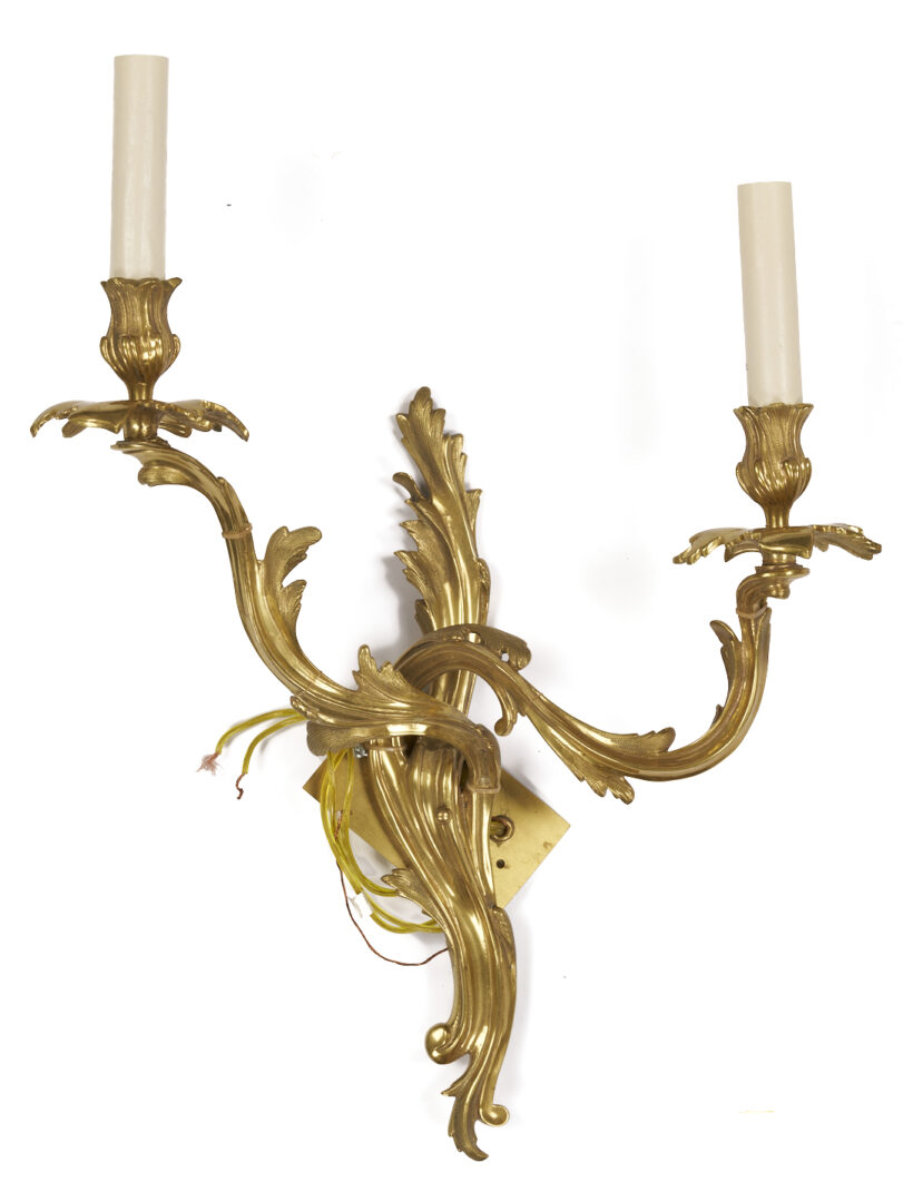 Lot 284: 2 Pairs Rococo-style Gilt Bronze Sconces