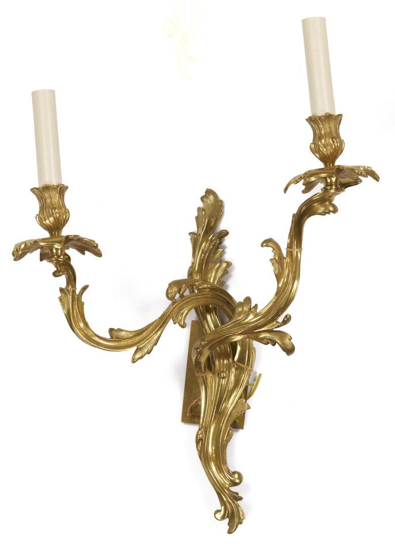 Lot 284: 2 Pairs Rococo-style Gilt Bronze Sconces