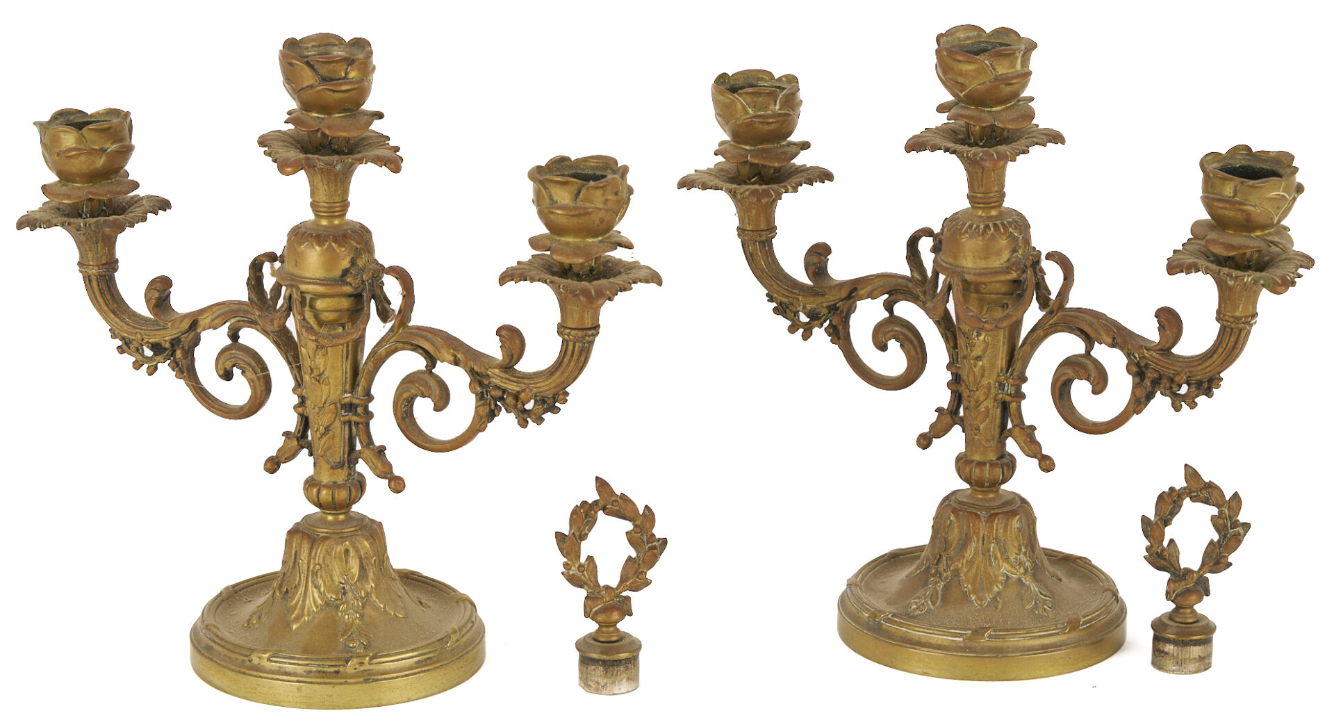 Lot 289: Classical Bronze Bowl, 19th c. plus Candelabra