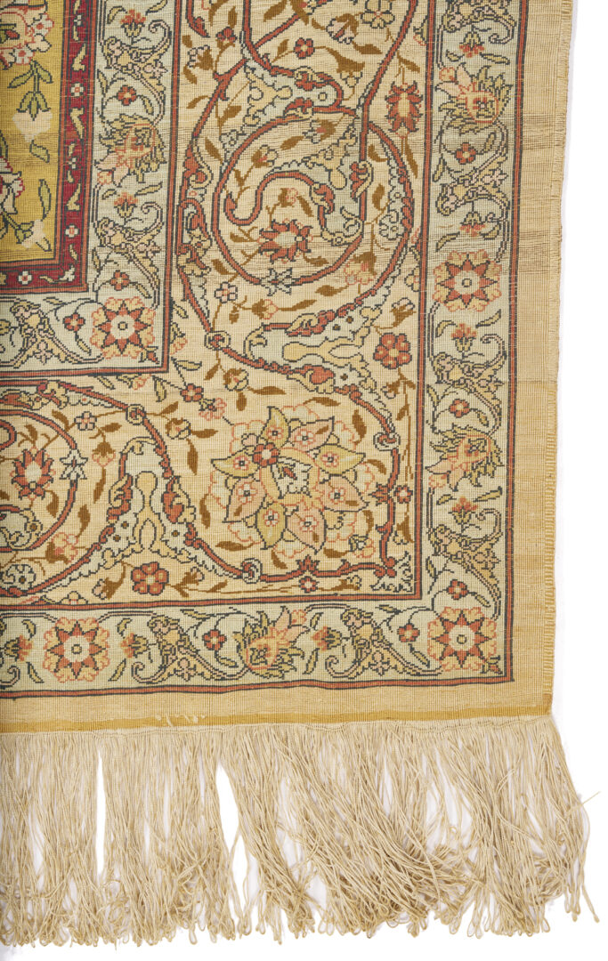 Lot 295: Antique Persian Silk Prayer Rug w/ Arabic Script