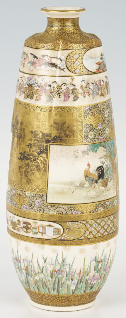 Lot 29: 2 Japanese Meiji Satsuma Porcelain Vases