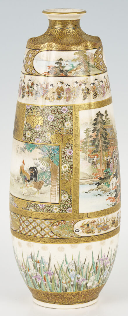 Lot 29: 2 Japanese Meiji Satsuma Porcelain Vases