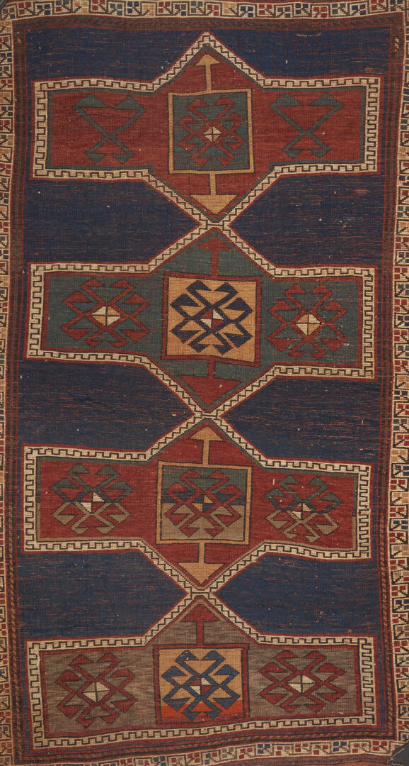 Lot 307: Caucasian Kazak Rug & Southwest Persian Bag